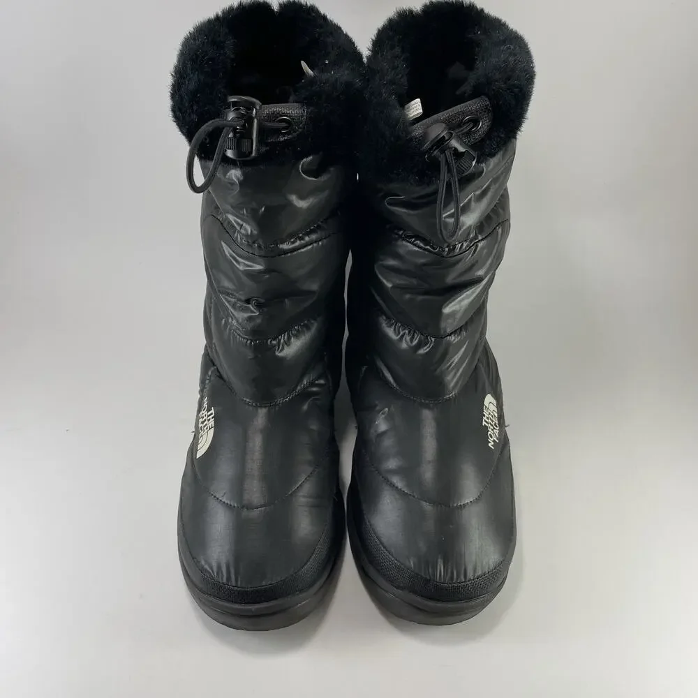 The North Face Nuptse Boots Womens 10 Goose Down Winter Snow Fur Black 616273